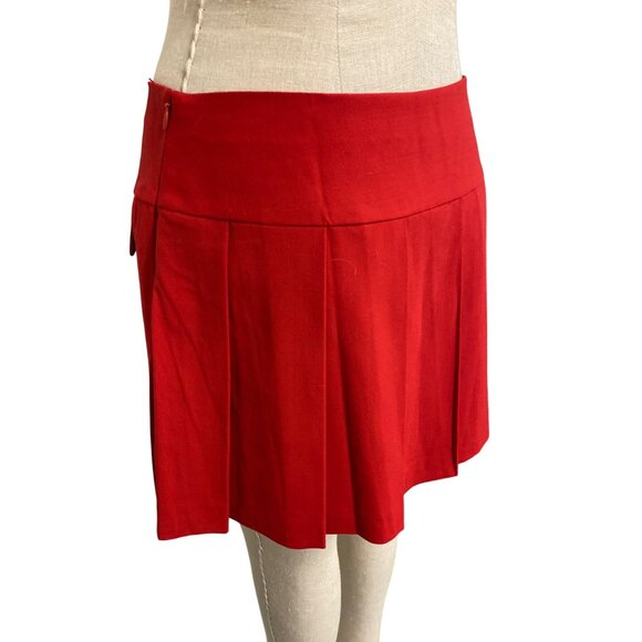 Vintage Y2K Trina Turk Los Angeles Red Pleated Skirt With Button Details Size 6 - Picture 7 of 8